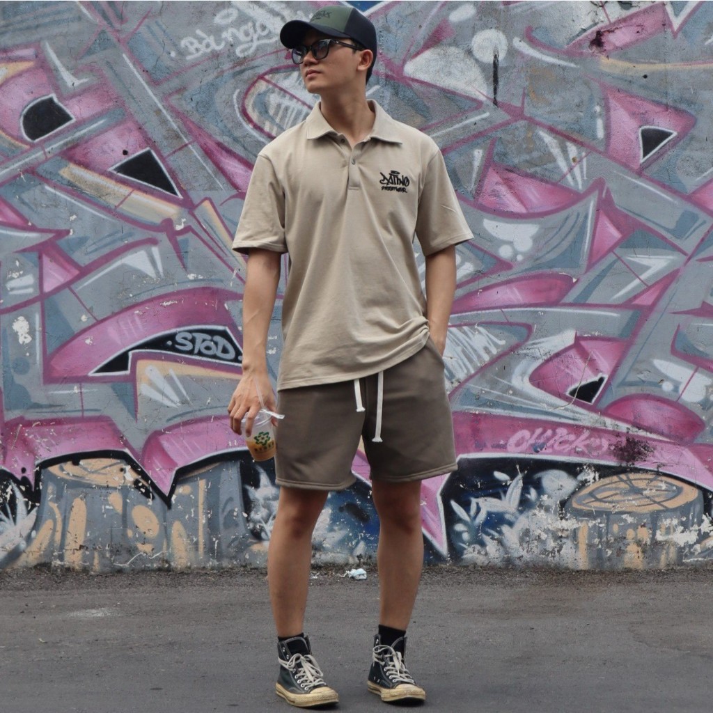 Quần short thun nam nữ nỉ chân cua DATINO cotton dày dặn co giãn form rộng unisex, mặc trên gối