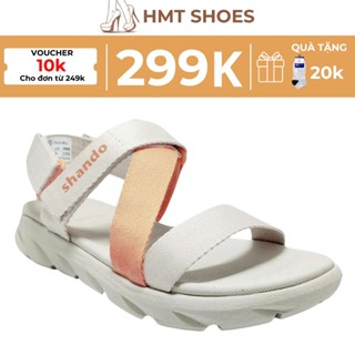 Dép Quai Hậu Nữ Đi Học,Giày Sandal Nữ Đi Học, SHANDO F6 Sport Màu Cam Be, Quai Dù Đế Cao 3 Phân HMT Shoes
