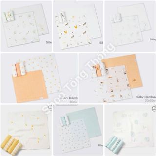  Set 5 khăn sữa sợi tre lụa 30x30 K001 LA POMME cao cấp mềm mịn thoáng mát thấm hút tốt cho bé trai bé gái đa năng 