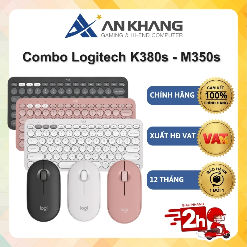 Combo Bàn phím Bluetooth Logitech K380s và chuột Bluetooth M350s - Yên tĩnh, Di động, Easy-Switch Chính hãng BH 12 tháng | BigBuy360 - bigbuy360.vn