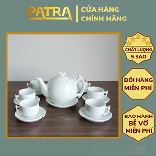 Bộ ấm chén uống trà Bát Tràng trắng tinh sang trọng, chất lượng cao