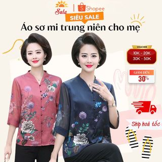 Áo sơ mi SULA trung niên nữ đẹp cho mẹ cho bà ( hoa thuoc duoc)