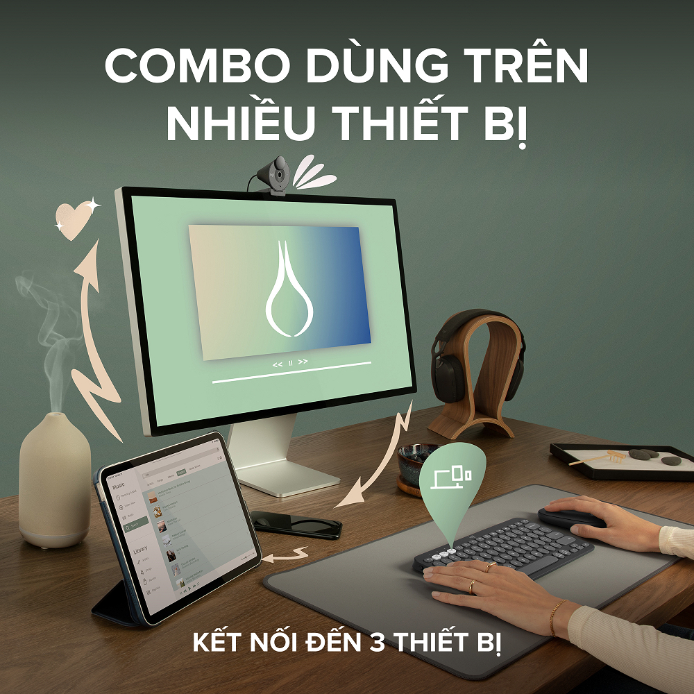 Combo Bàn phím Bluetooth Logitech K380s và chuột Bluetooth M350s - Yên tĩnh, Di động, Easy-Switch Chính hãng BH 12 tháng | BigBuy360 - bigbuy360.vn