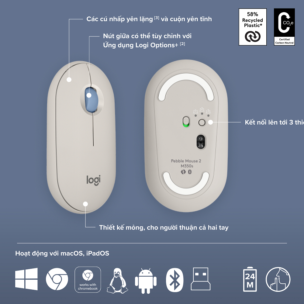 Combo Bàn phím Bluetooth Logitech K380s và chuột Bluetooth M350s - Yên tĩnh, Di động, Easy-Switch Chính hãng BH 12 tháng | BigBuy360 - bigbuy360.vn