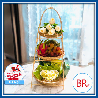 Mẹt tre tầng Mẹt tre 1,2,3 tầng đựng bánh kẹo hoa quả mứt trang trí - Kệ mây tre đan decor đồ ăn chụp ảnh nhà hàng 02207