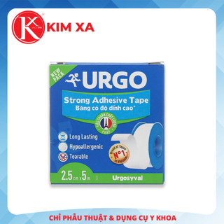 URGO SYVAL STRONG ADHESSIVE BĂNG KEO LỤA CÓ ĐỘ DÍNH CAO 2.5 CM X 5 M (1 lốc / 12 cuộn)