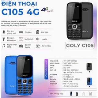  Điện Thoại 4G Goly C105 4G Xài Sim Mobi ok Bảo hành 12 tháng - Hàng chính hãng 
