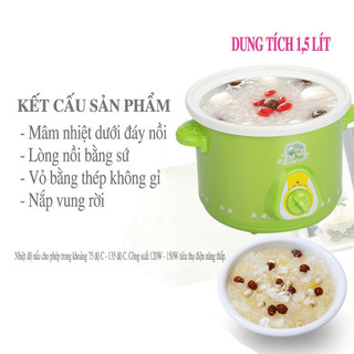Nồi kho cá nấu cháo hầm thịt đa năng 2.5 lít - Nồi ninh hầm nấu chậm gốm sứ