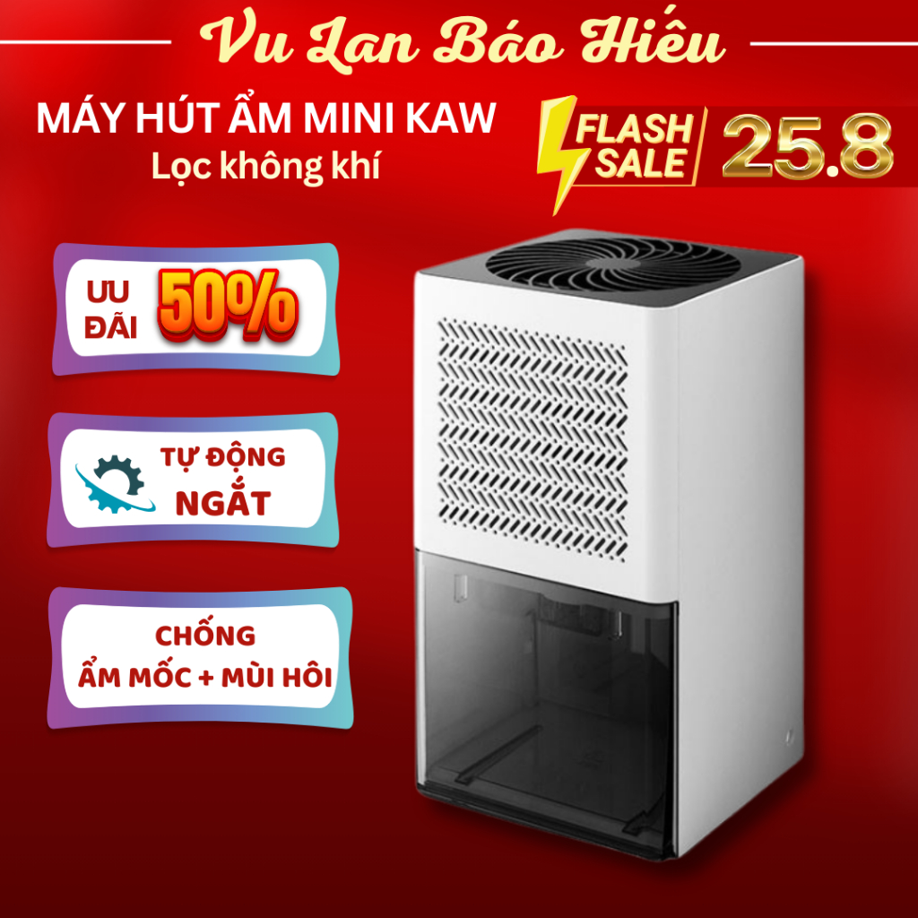 Máy hút ẩm lọc không khí KAW, hút ẩm tủ quần áo, phòng ngủ cao cấp công suất lớn
