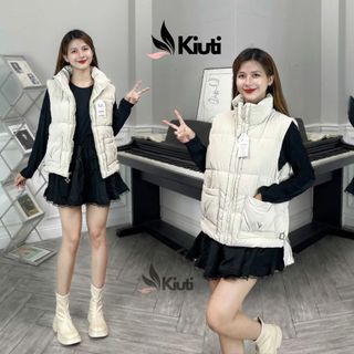  Áo gile nữ túi hộp KIUTI hàng cao cấp áo phao gile nữ nhung lì đai gấu áo khoác phao gile mới 