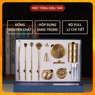 Bộ dụng cụ lư xông trầm hương bằng đồng
