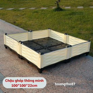 Chậu ghép trồng rau thông minh cao cấp dài 1m rộng 1m cao 1 tầng  22cm