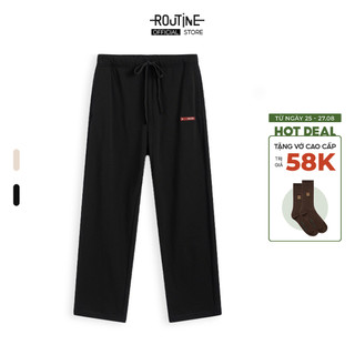 Quần Sweatpants Unisex Nỉ Cột Dây Ống Rộng Trơn Form Relax - Routine 10F23PKNU002
