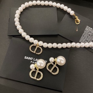 Sét trang sức CD ngọc đính đá dây chuyền và bông tai ngọc sang chảnh rễ phối đồ trang sức hotgirl