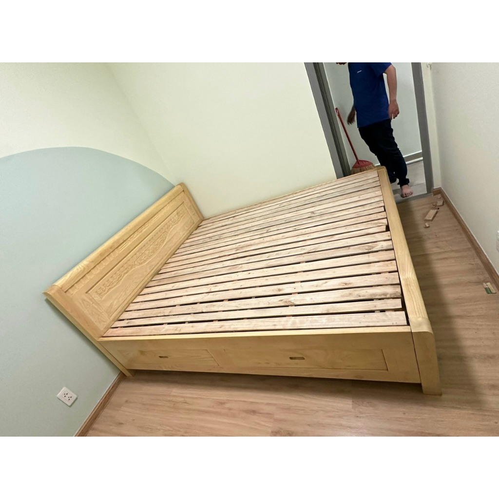 [MIỄN SHIP-RAP HCM] giường gỗ sồi tự nhiêu CÓ HỘC KÉO new 100% đủ size giá tận xưởng không qua trung