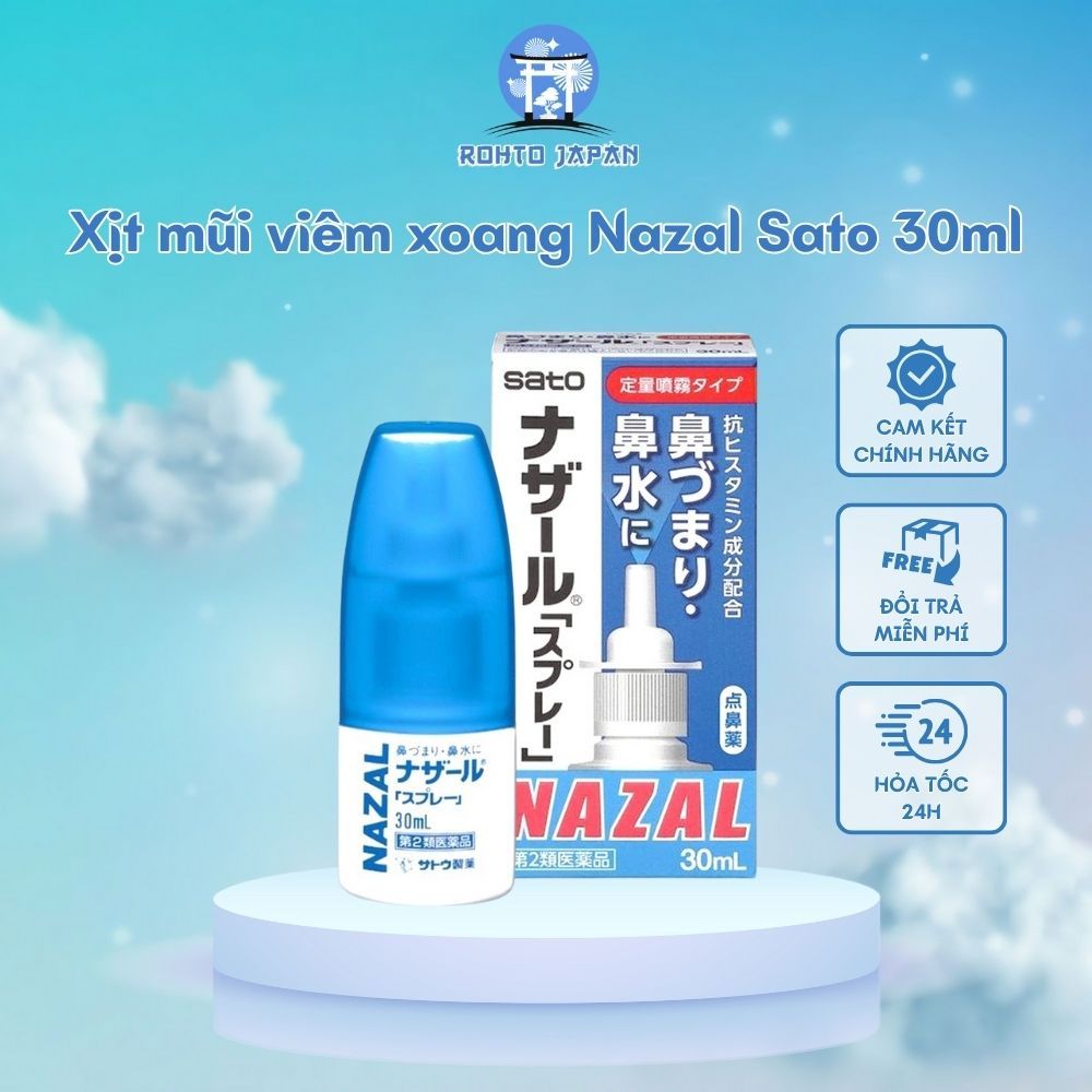 Xịt xoang mũi giảm ngạt mũi Nazal Sato 30ml Nhật Bản