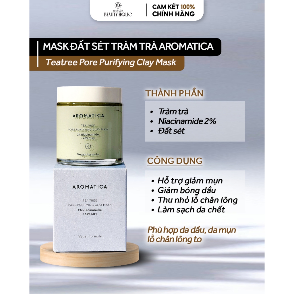 [SALE LỖ DỌN KHO] Mặt nạ đất sét AROMATICA TEA TREE PORE PURIFYING CLAY MASK