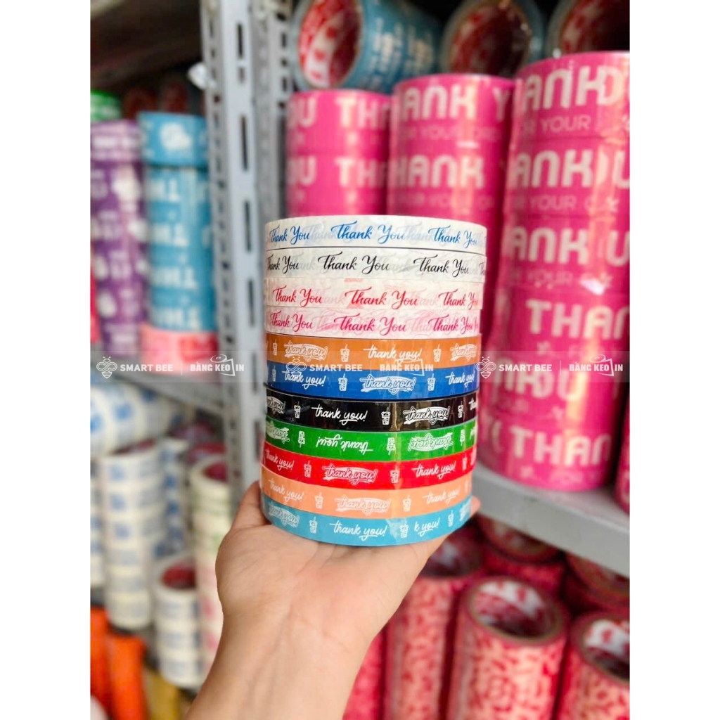 [CÓ SẴN] Băng keo THANK YOU dán ly, dán hộp (rộng 12mm)