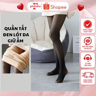 Quần tất nữ lót lông PINKAHA giữ nhiệt màu đen da 3D mặc mùa đông siêu ấm QT45