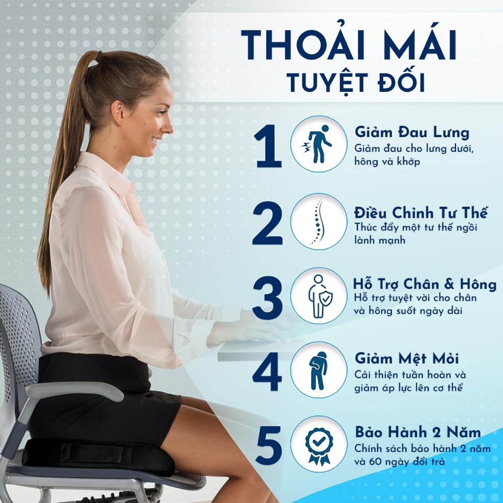 Đệm Ngồi NOOZ Foam Cao Su Non Gối Lót Ngồi Văn Phòng Chống Trĩ Giảm Đau Lưng NOOZ Home Goods Pillow | BigBuy360 - bigbuy360.vn