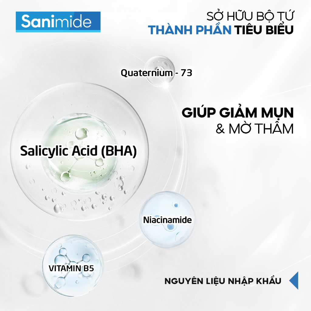 Gel Giảm Mụn Bọc, Mụn Mủ, Mụn Trứng Cá, Mụn Viêm, Mụn Đầu Trắng Và Hỗ Trợ Mờ Thâm Sanimide -Tuýp 15g