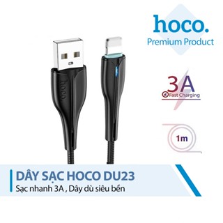 Dây sạc nhanh 3A Hoco DU23 chân LN đèn Led dài 1M dây dù siêu bền dành cho Smartphone