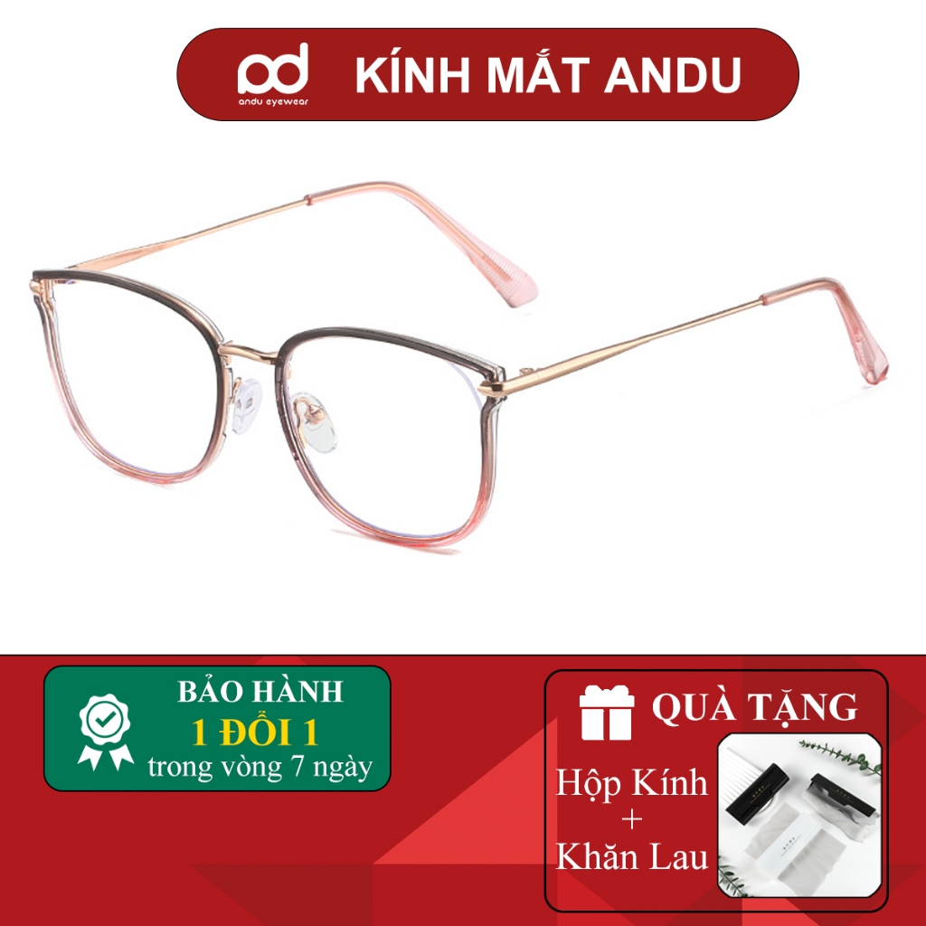 Gọng kính cận thời trang nữ ANDU EYEWEAR đáng vuông cánh tiên chất liệu kim loại - 2066
