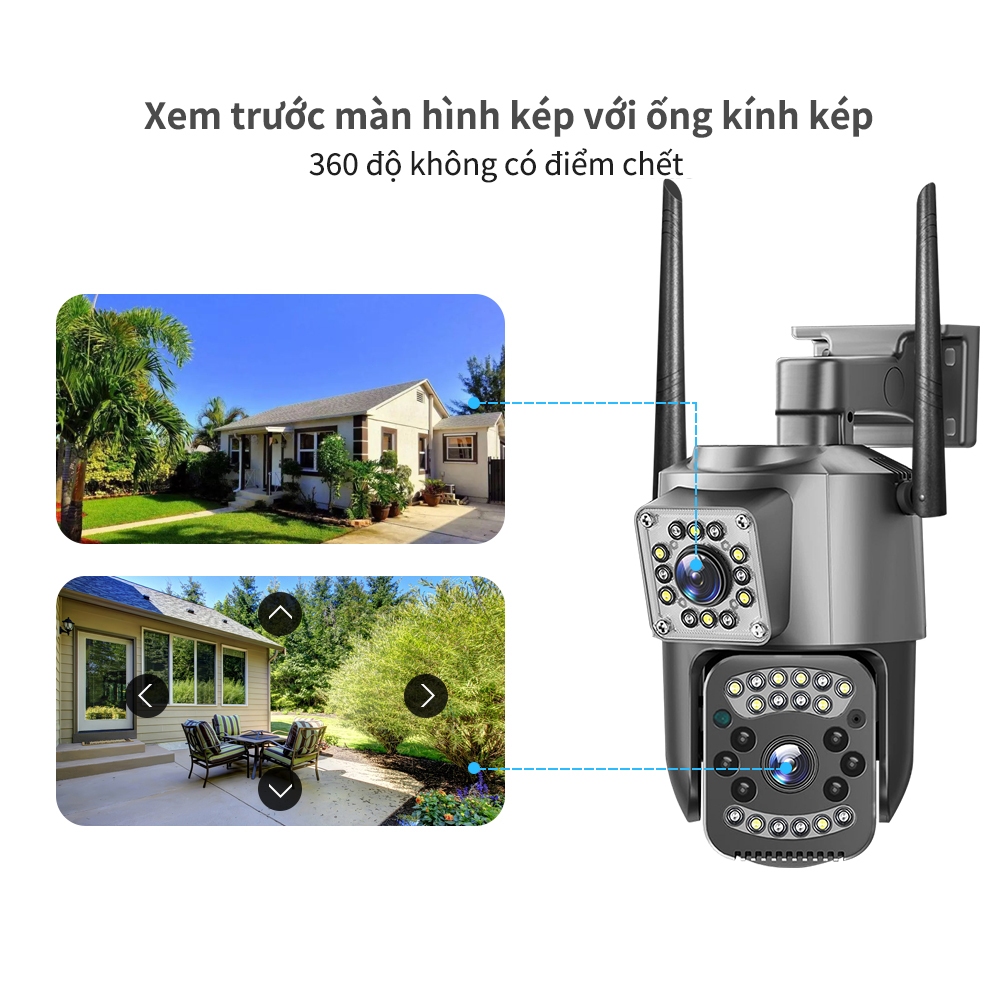 Camera Wifi 2 mắt Ngoài trời chống nước 360 trong nhà an ninh IP ống kính kép V380 Max 1080P HD Máy ảnh | BigBuy360 - bigbuy360.vn