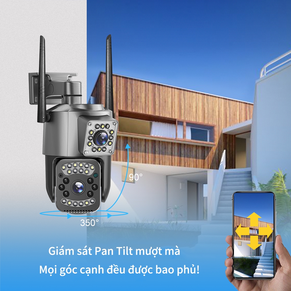 Camera Wifi 2 mắt Ngoài trời chống nước 360 trong nhà an ninh IP ống kính kép V380 Max 1080P HD Máy ảnh | BigBuy360 - bigbuy360.vn