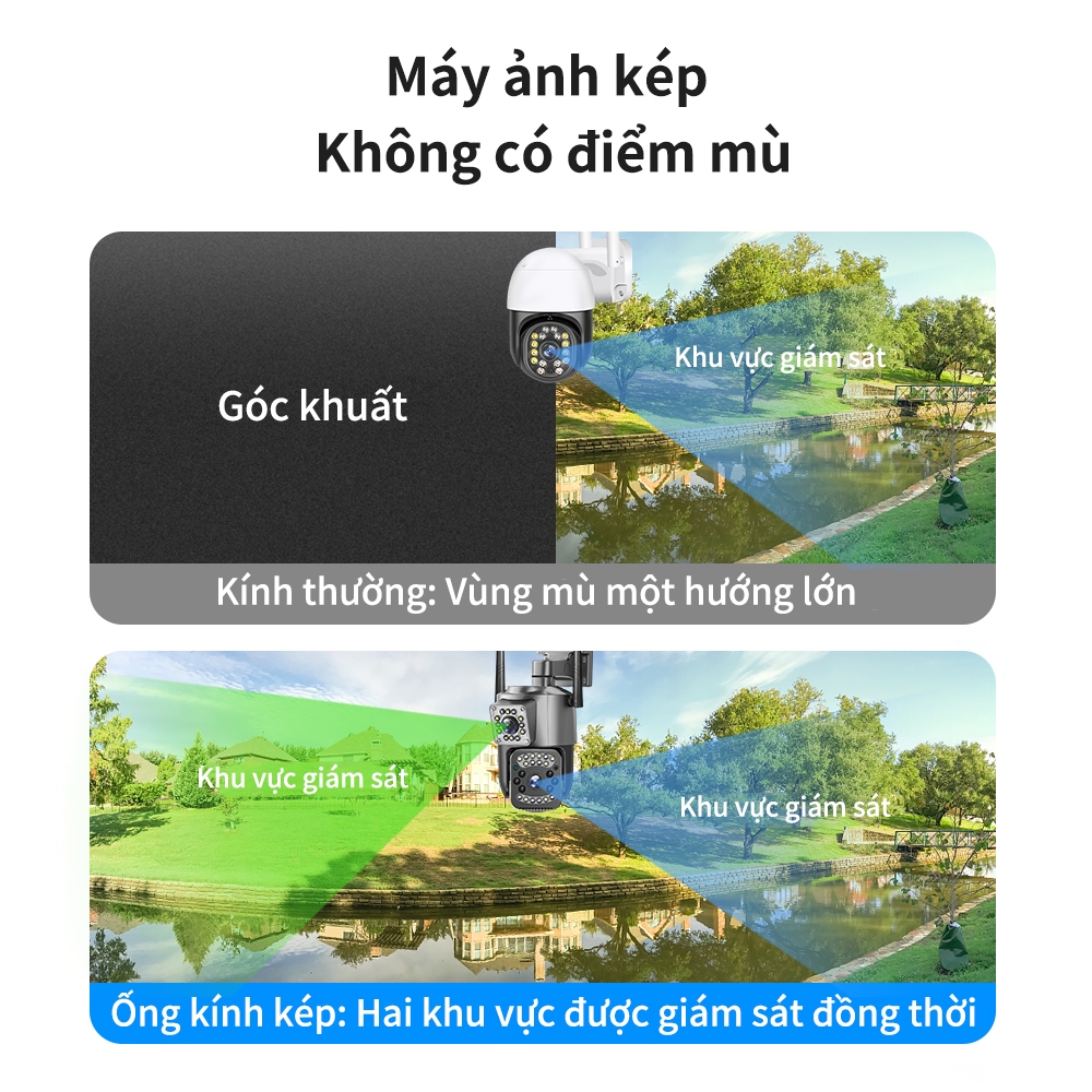 Camera Wifi 2 mắt Ngoài trời chống nước 360 trong nhà an ninh IP ống kính kép V380 Max 1080P HD Máy ảnh | BigBuy360 - bigbuy360.vn