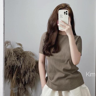Áo len đũa cộc tay cổ tròn chất len mềm, mịn