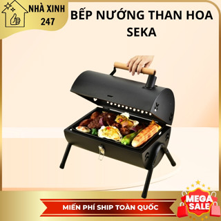Bếp Nướng Than Hoa Dã Ngoại SEKA Chất Thép Không Gỉ, Kèm Vỉ Nướng Inox, Khay Đựng Than, Nướng Thịt Siêu Ngon
