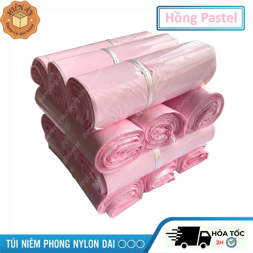 [1 kg] Túi gói hàng niêm phong, túi Pe màu Hồng Pastel, Hồng Nude Baby lớp keo dán siêu tiện lợi, hàng có sẵn nhiều size