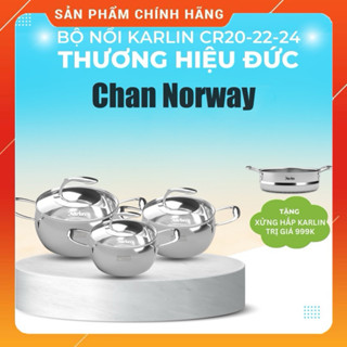[CHÍNH HÃNG] Bộ Nồi Inox KARLIN CR20-22-24 - Đáy 5 Lớp - Inox 316 - Chống Dính Tự Nhiên - Thương Hiệu Đức 🇩🇪