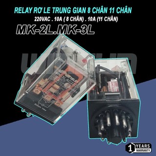 Rơ le kính, relay rơ le trung gian 10a 8 chân 11 chân tròn 220vac winsun