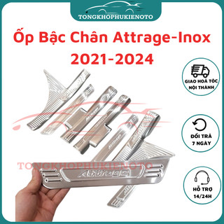 Ốp bậc cửa, Nẹp bước chân trong, ngoài xe Mitsubishi Attrage 2015- 2022 – Mẫu Inox
