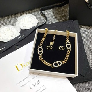 Set trang sức cd cá tính vòng cổ và bông tai cd đính đá sang chảnh trang sức hotgirl