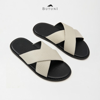 Dép Da Nam Cao Cấp Dép Nam Quai Chéo Da Bò Vân Da Rắn BUTUNI Fourcm Slippers Bảo Hành 12 Tháng