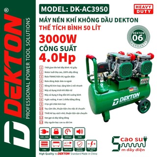 Máy nén khí 4hp/50l dekton khong dầu / dk-ac3950 / 42 giây đầy bình/50l