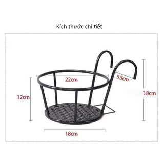 3 giỏ sắt treo chậu cây, chậu trồng hoa ban công đẹp rẻ