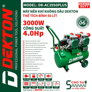 Máy nén khí 4hp/50l dekton khong dầu / dk-ac3950plus / 42 giây đầy bình/50l