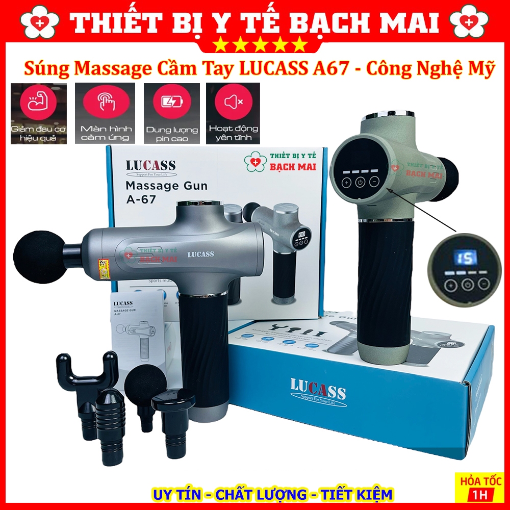 Máy Massage Cầm Tay LUCASS A67 Súng Massage Giảm Đau Mỏi Cơ Bắp Mát Xa Lưng Vai Cổ Gáy Matxa Toàn Thân
