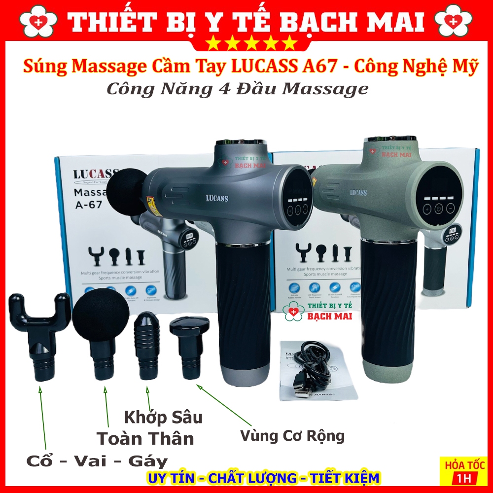 Máy Massage Cầm Tay LUCASS A67 Súng Massage Giảm Đau Mỏi Cơ Bắp Mát Xa Lưng Vai Cổ Gáy Matxa Toàn Thân