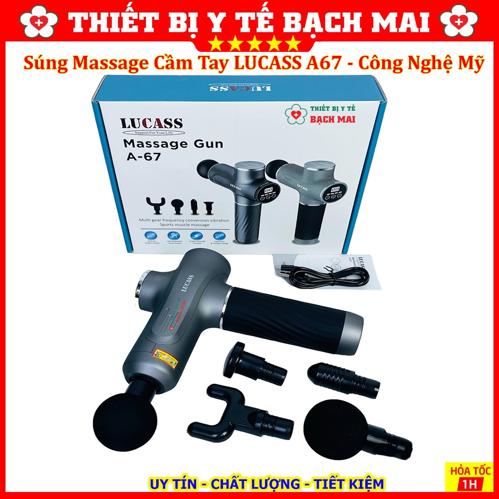 Máy Massage Cầm Tay LUCASS A67 Súng Massage Giảm Đau Mỏi Cơ Bắp Mát Xa Lưng Vai Cổ Gáy Matxa Toàn Thân