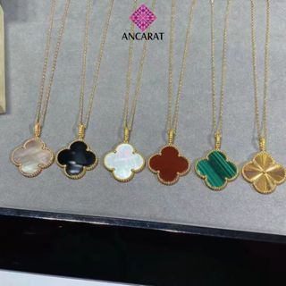   SALE 50%  Mặt Dây Chuyền Vàng 18 K Ancarat Cỏ 4 Lá may mắn Golden Leaf 9mm - 15mm nhiều màu thanh lịch sang trọng 