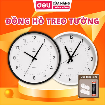 Đồng Hồ Treo Tường Deli Kim Trôi Không Ồn Phong Cách TốI Giản Minimalism Trang Trí Phòng Khách