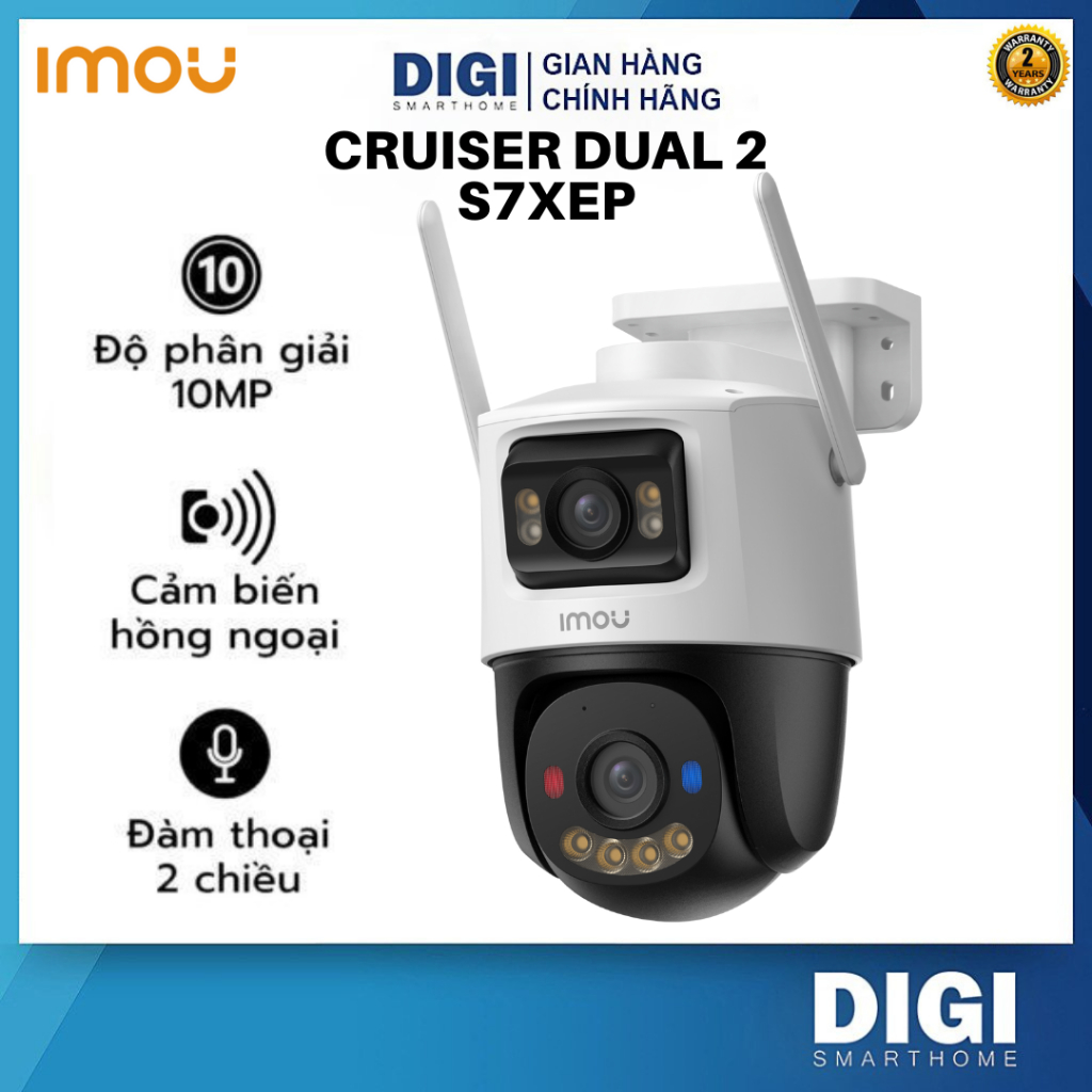 Camera Wifi IMOU CRUISER DUAL 2 S7XEP 10MP, IPC-S7XEP-10M0WED 5MP + 5MP, Còi Đèn Báo Xanh Đỏ 110dB, Có Màu Ban Đêm Color