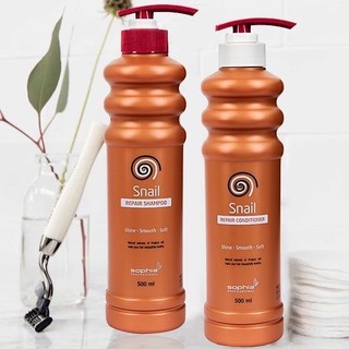 Cặp dầu gội xả snail siêu phục hồi tóc, siêu thơm Sophia Professional 500ml