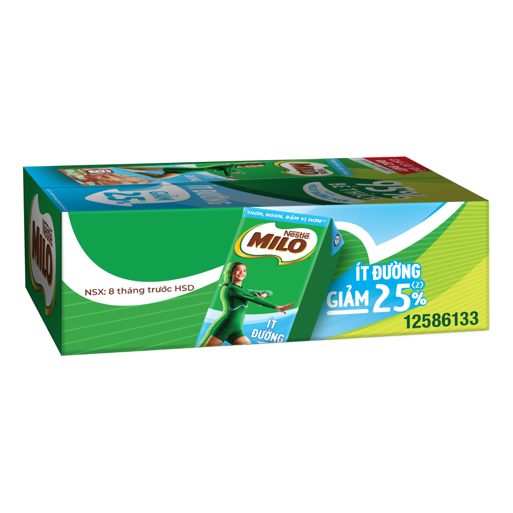 Sữa lúa mạch MILO ít đường hộp 180ml