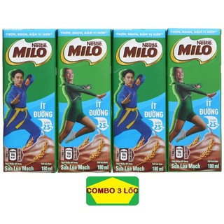 Sữa lúa mạch MILO ít đường hộp 180ml